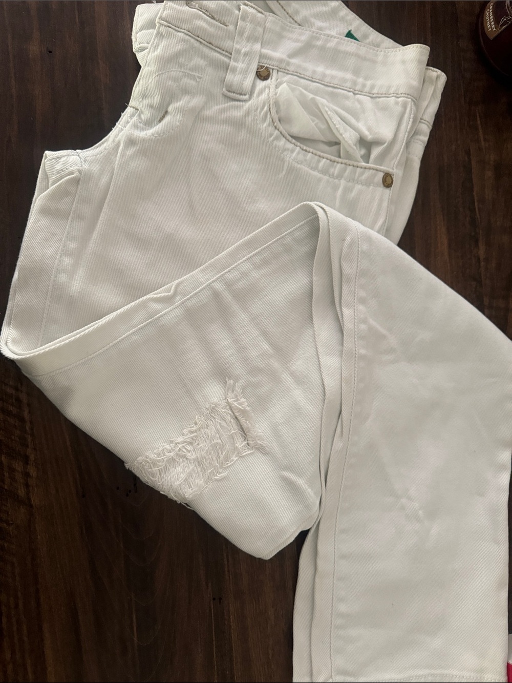 Hydraulic White Jeans with Contrast Stitching